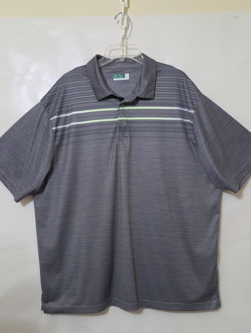 Ben Hogan Performance Gray Polo with Subtle Horizontal Stripes - Size 2XL
